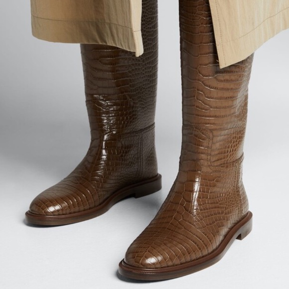 New Fendi Karligraphy Croco Leather Maya Riding Boots 41 11B - Picture 16 of 16